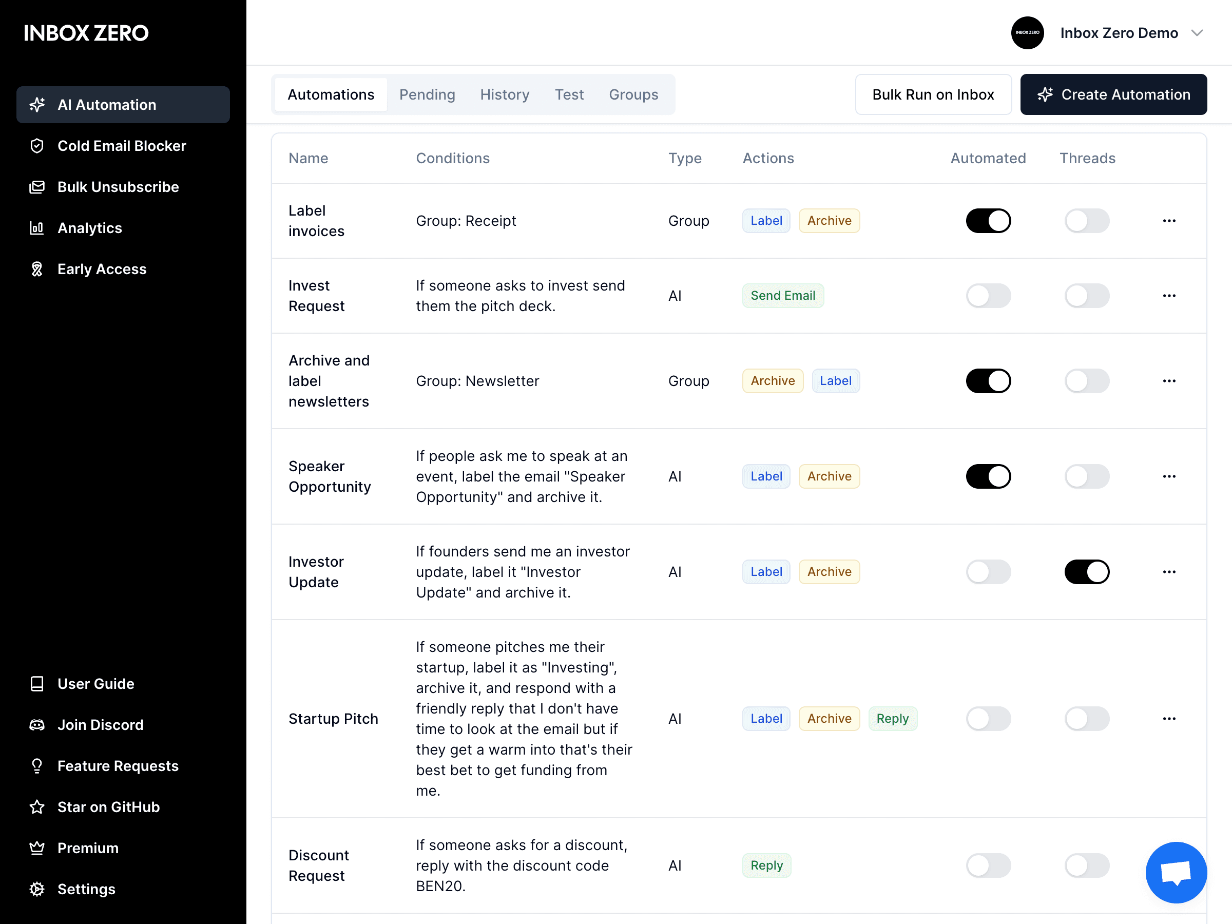 Bulk Unsubscriber Screenshot